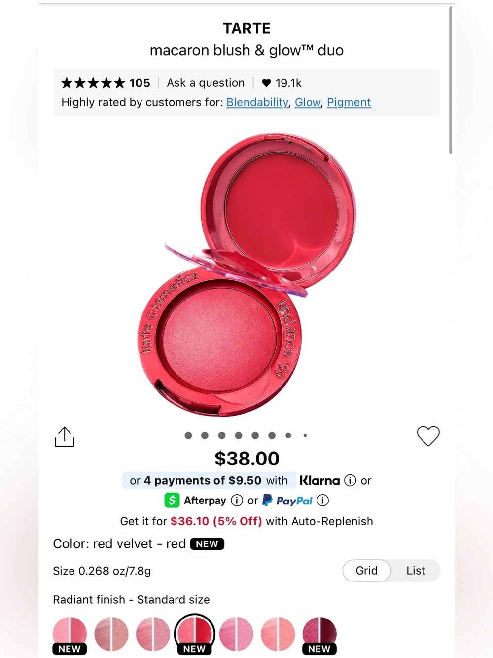 Tarte cosmetics macaron blush and glow duo in red velvet